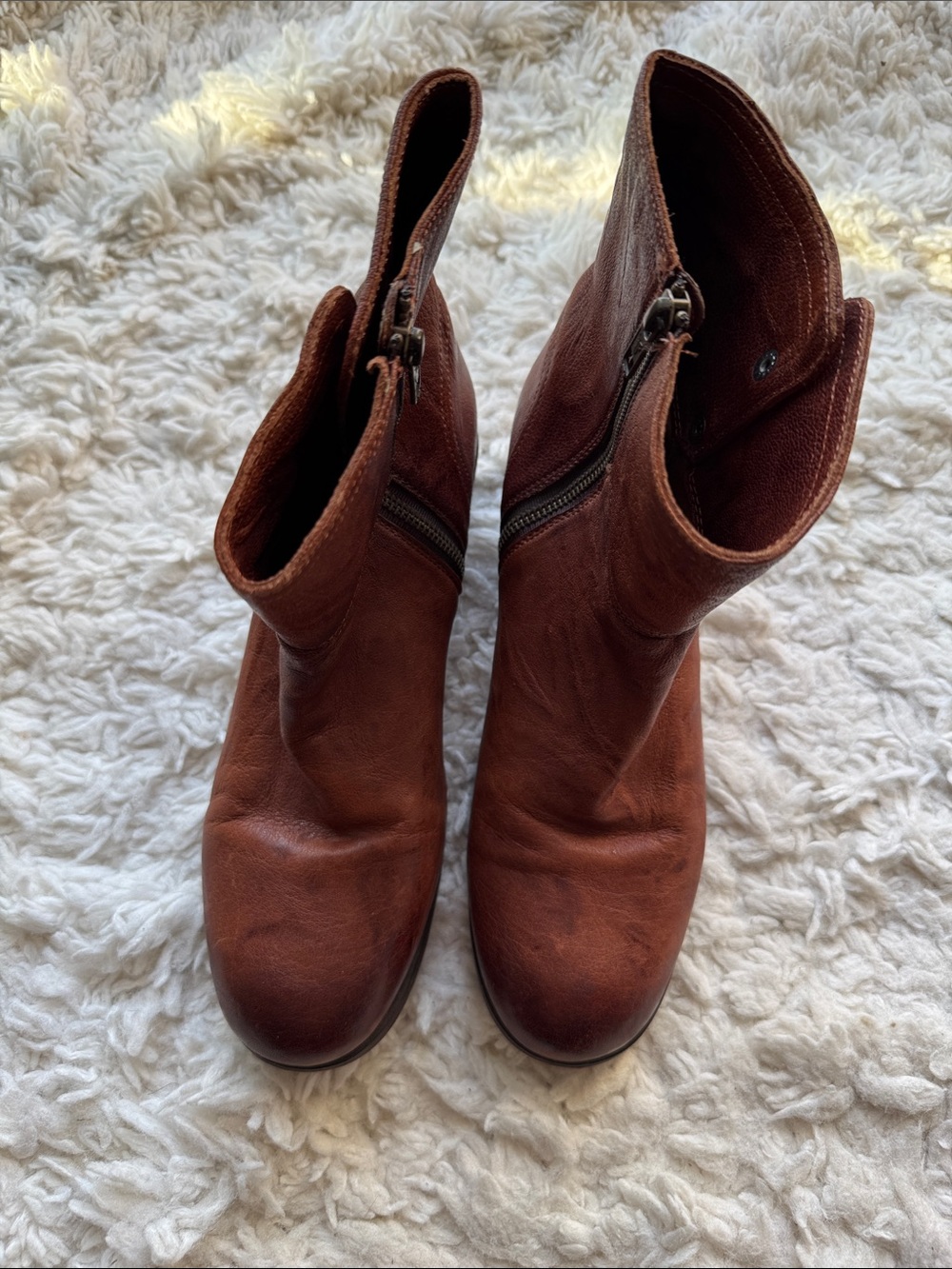 Frye Lynn Military Cognac Boots - Picture 2 of 9